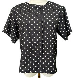 Oscar De La Renta Expressions Vintage Black polka dot women's top.  Used SZ:6